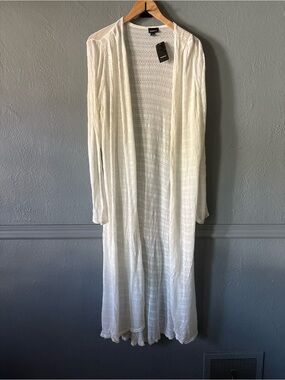 Torrid Maxi Crochet Lace Open Front Cardigan Ivory Size 3 NWT